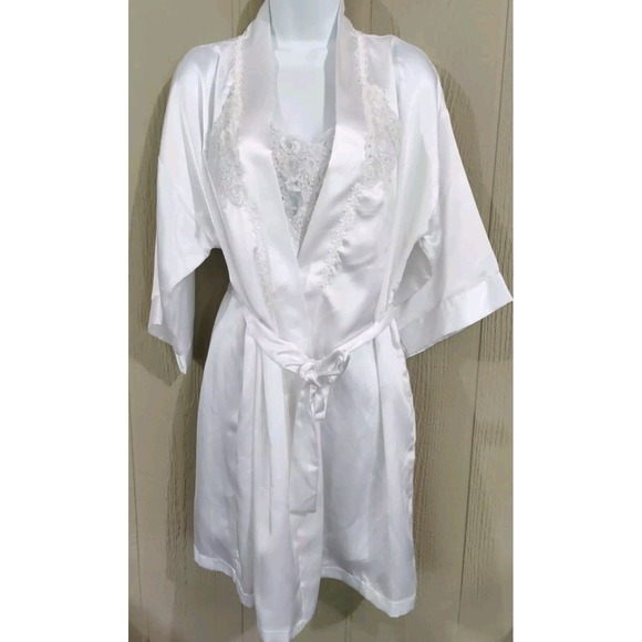 Vtg Dentelle Set Bridal Lingerie Nightgown Robe‎ Embroidered USA S Romantic - Picture 1 of 13